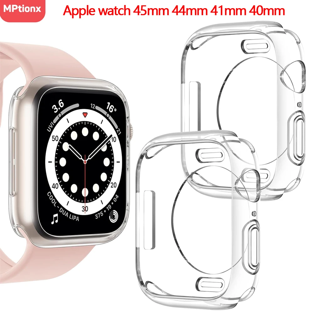 Etui do Apple Watch 44 mm 45 mm 41 mm 40 mm Bez osłony ekranu Pełny zderzak TPU Pokrowiec iwatch serii 9 8 7 SE 6 5 4 Akcesoria