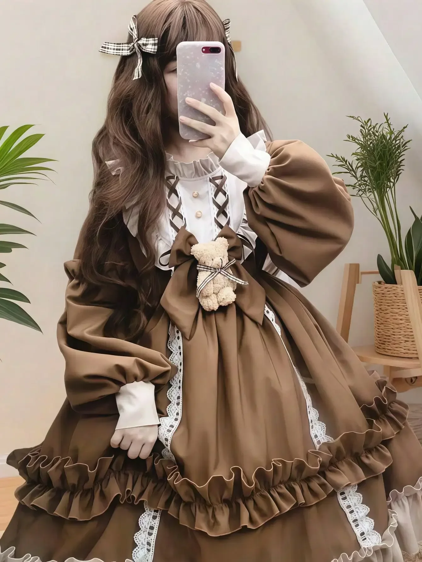 

1pc Cute Lolita Style Dress, Soft Girl Student Outfit, Cosplay Costume Accessories, Suitable For Festivals, Parties, Performance