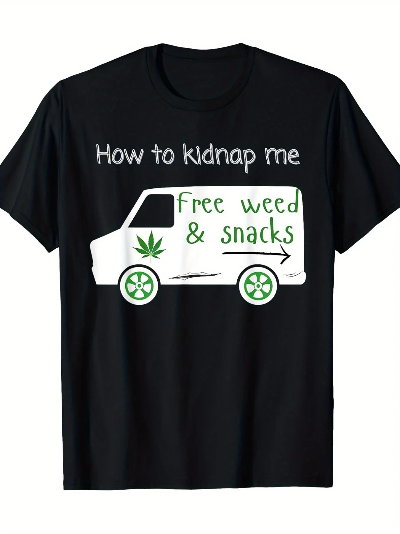 Humorous 'How to Kidnap Me' Cannabis-Themed T-Shirt - 420 Joint Graphic Tee for Adults, Black Crew Neck, Casual Fit, Machine Washable, Comfortable for All Seasons, Fun Design. Unisex Style for Summer 2025