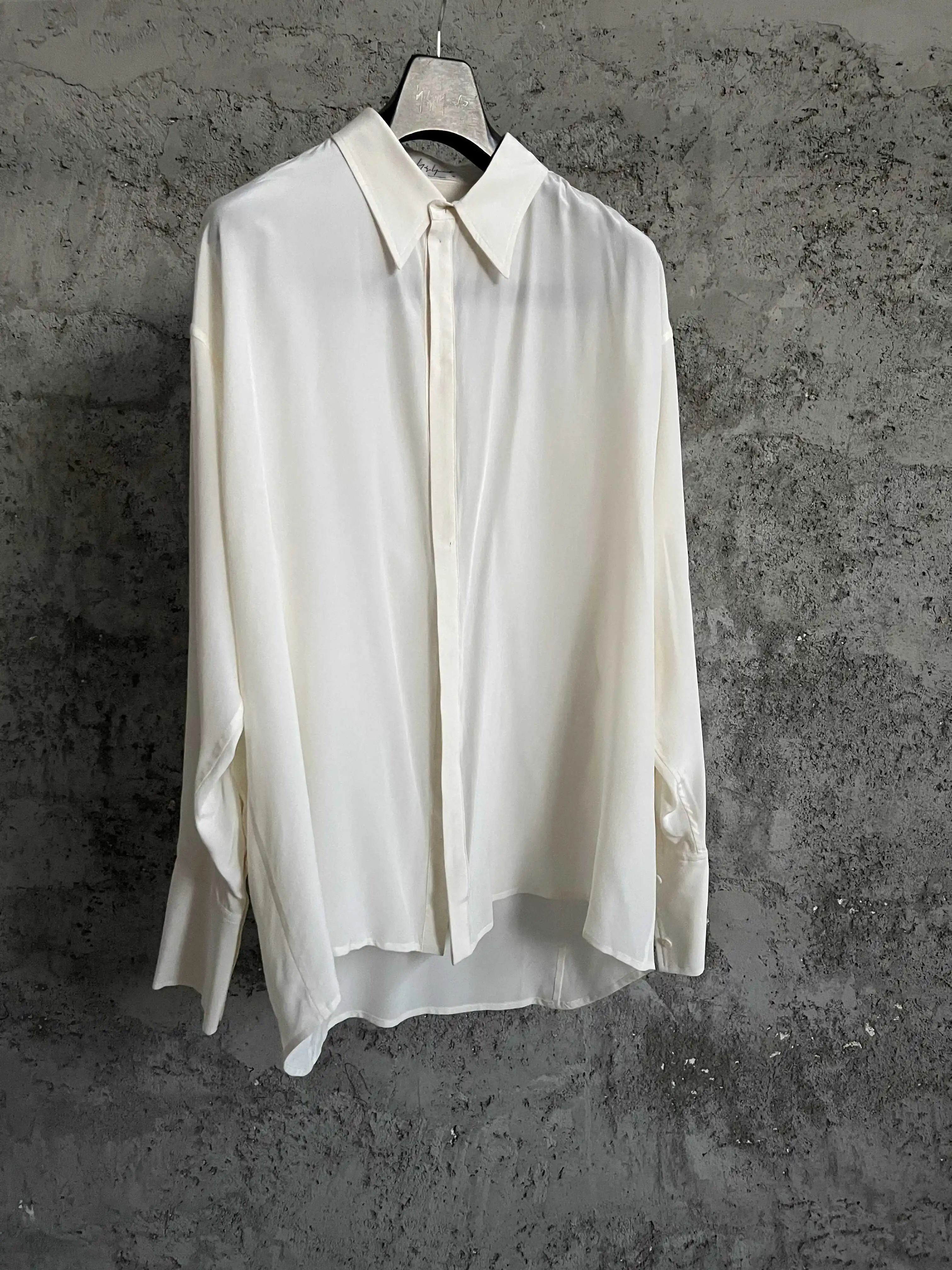 

Рубашка из чистого белого шелка, легкая роскошная мужская рубашка из тутового шелка, стиль унисекс