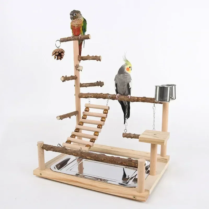 Chewing Cage Toy Bird Hotsale Perch Parrot Swing Stand Playstand Playground With Wooden Beads