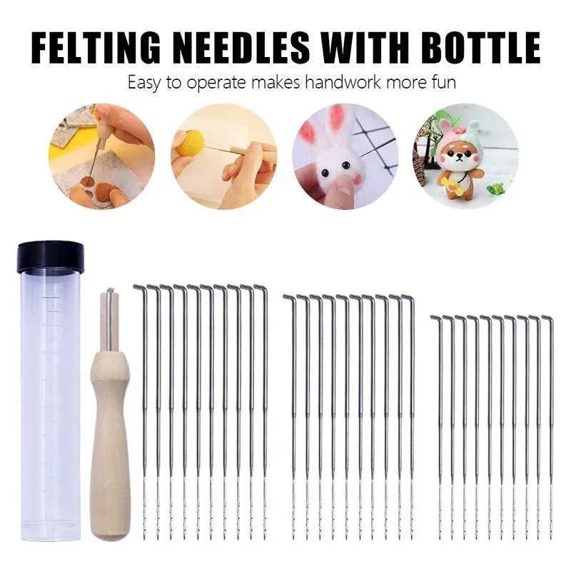 

30 PCS Wool Felt Needle Felt Needle Felting Starter Kit Felting Needles Felt Diy Package for Felting with Bottle