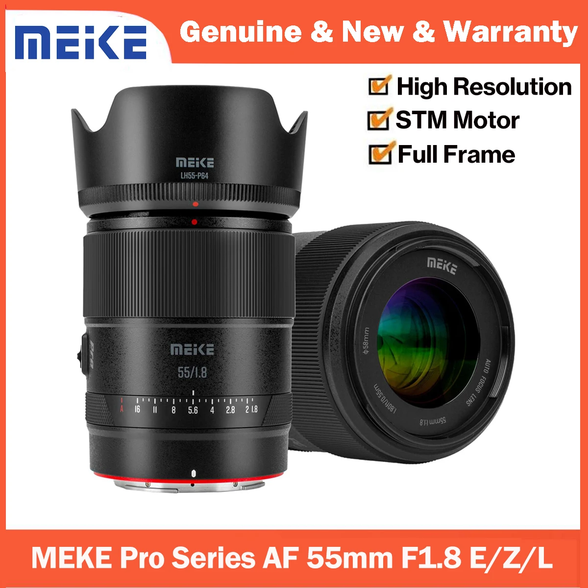 MEKE Meike Pro Series Full Frame ความละเอียดสูง 8K AF 55 มม.f1.8 Pro Portrait เลนส์สําหรับ Sony E Nikon Z Lumix L Mount กล้อง