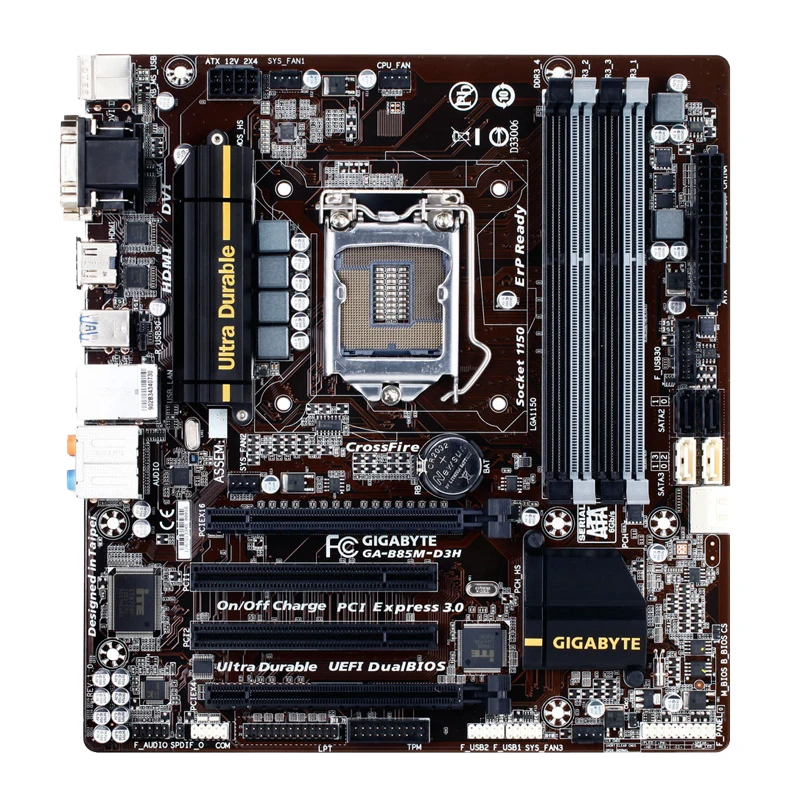 Imagem -02 - Gigabyte-placa-mãe Ga-b85m-d3h Usado para Desktop Soquete B85 Lga 1150 i7 i5 i3 Ddr3 32g Sata3 Usb Micro-atx