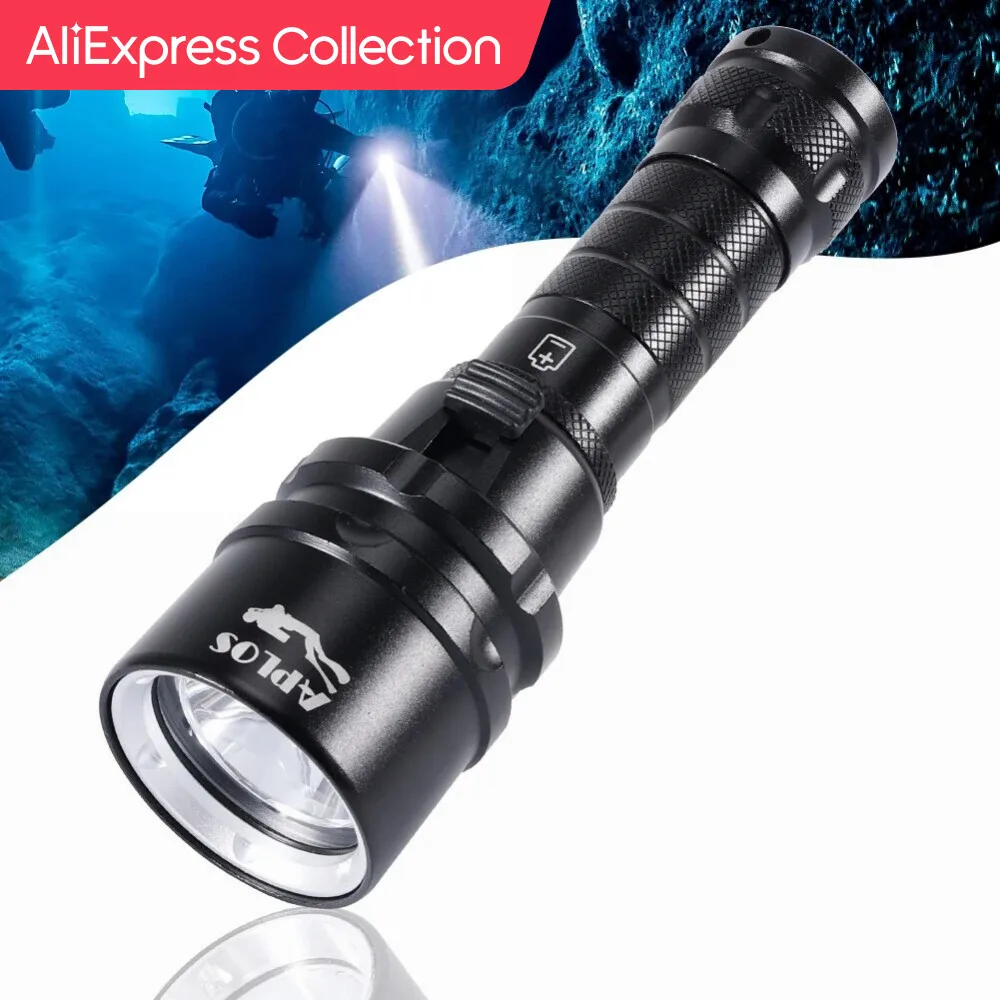 Koleksi AliExpress APLOS AP20 lampu Selam, senter selam Scuba 2000 Lumen, senter bawah air IPX8 tahan air dengan