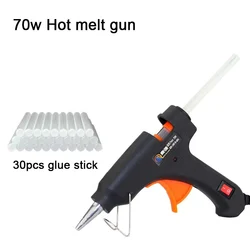 70w quente melt pistola de cola com 7mm transparente cola vara mini arma casa elétrica temperatura calor ferramenta reparo vara especial conjunto