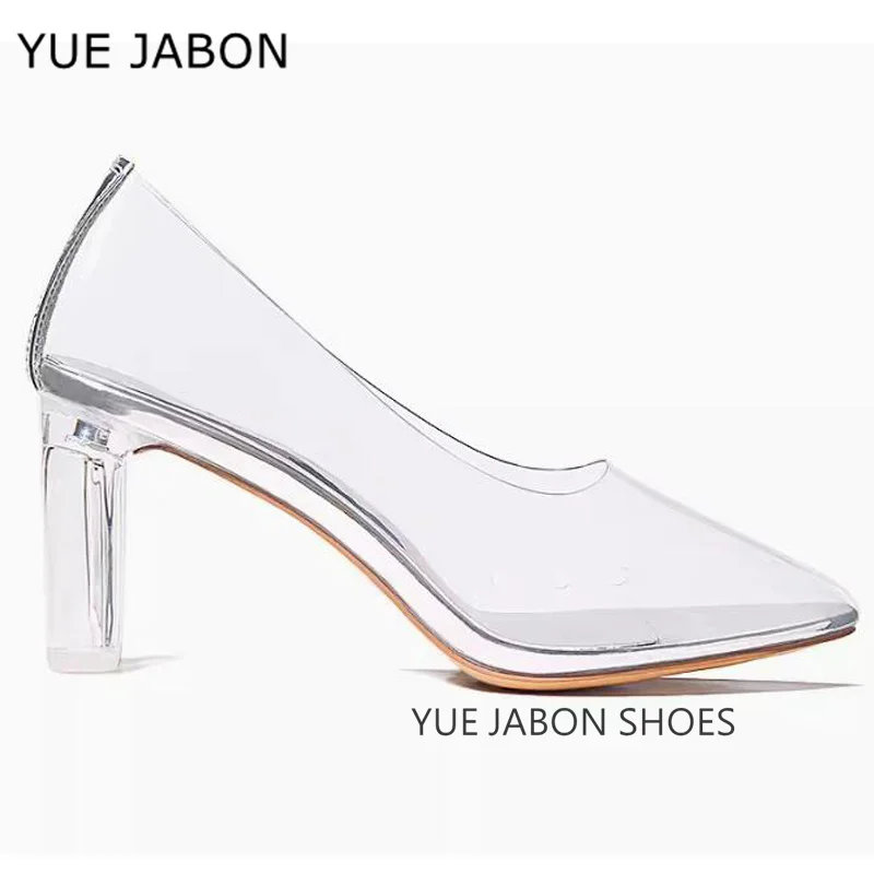 

Новые летние туфли-лодочки из прозрачного ПВХ на массивном каблуке с закрытым острым носком, женские прозрачные туфли-лодочки без шнуровки на высоком каблуке, женские туфли-лодочки с кристаллами