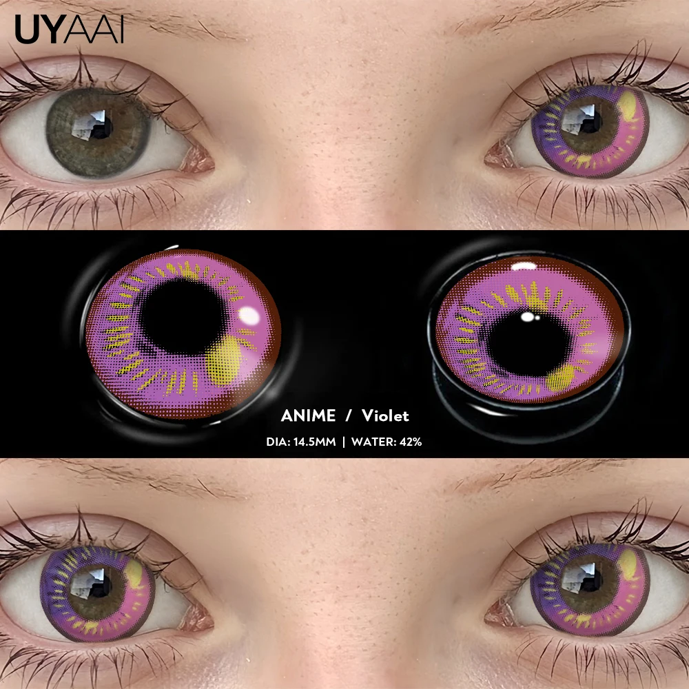 UYAAI 1 Pair Halloween Colored Pupils for Eyes Cosplay Red Lenses Anime Purple Lenses Colorful Blue Eye Contacts Yellow Lenses