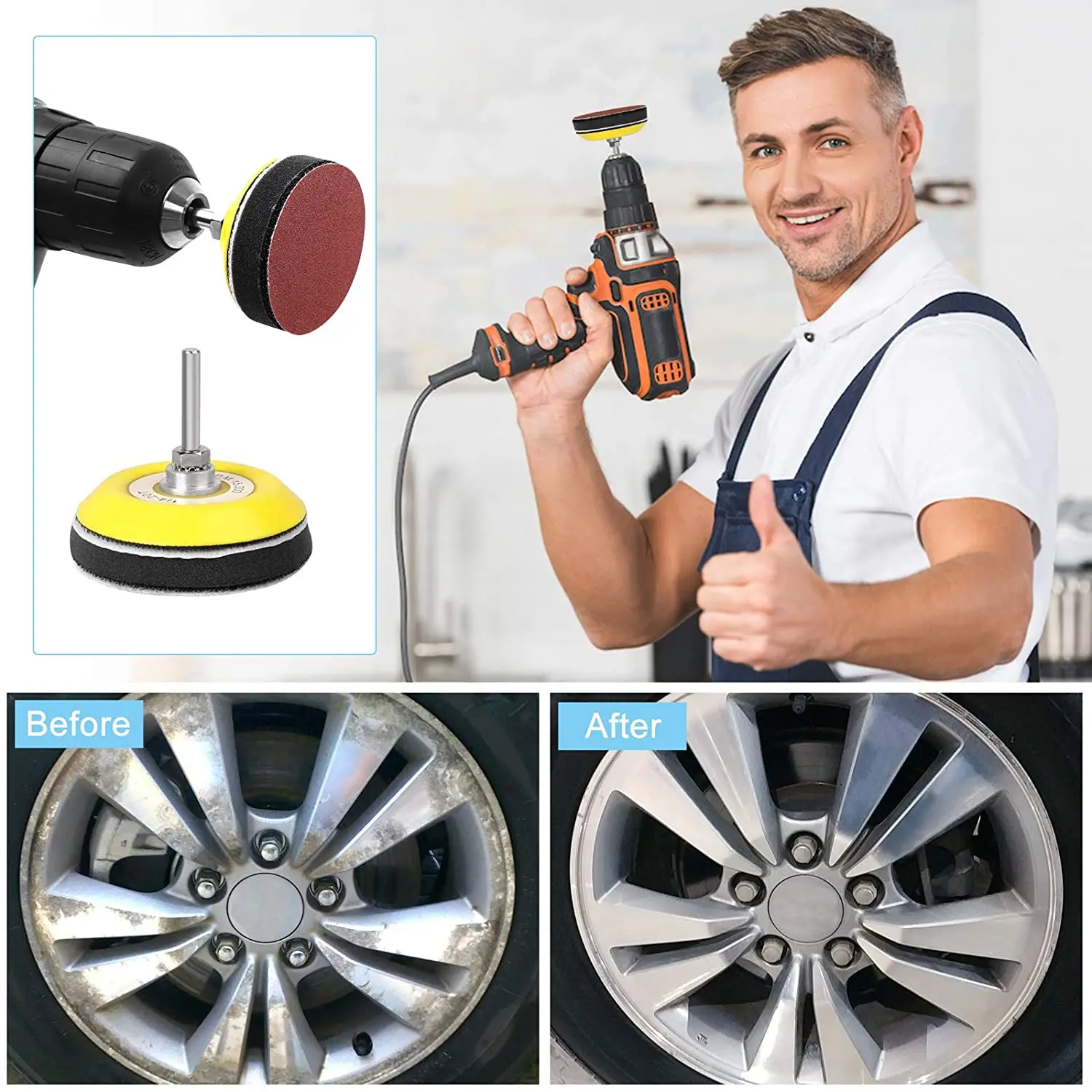 200 Cái 3Inch Giấy Nhám Bộ Móc Và Vòng Chà Nhám Đĩa Với Mút Giao Diện Miếng Lót Và Lưng Miếng Lót Cho Máy Khoan máy Xay Cầm Dụng Cụ Xoay