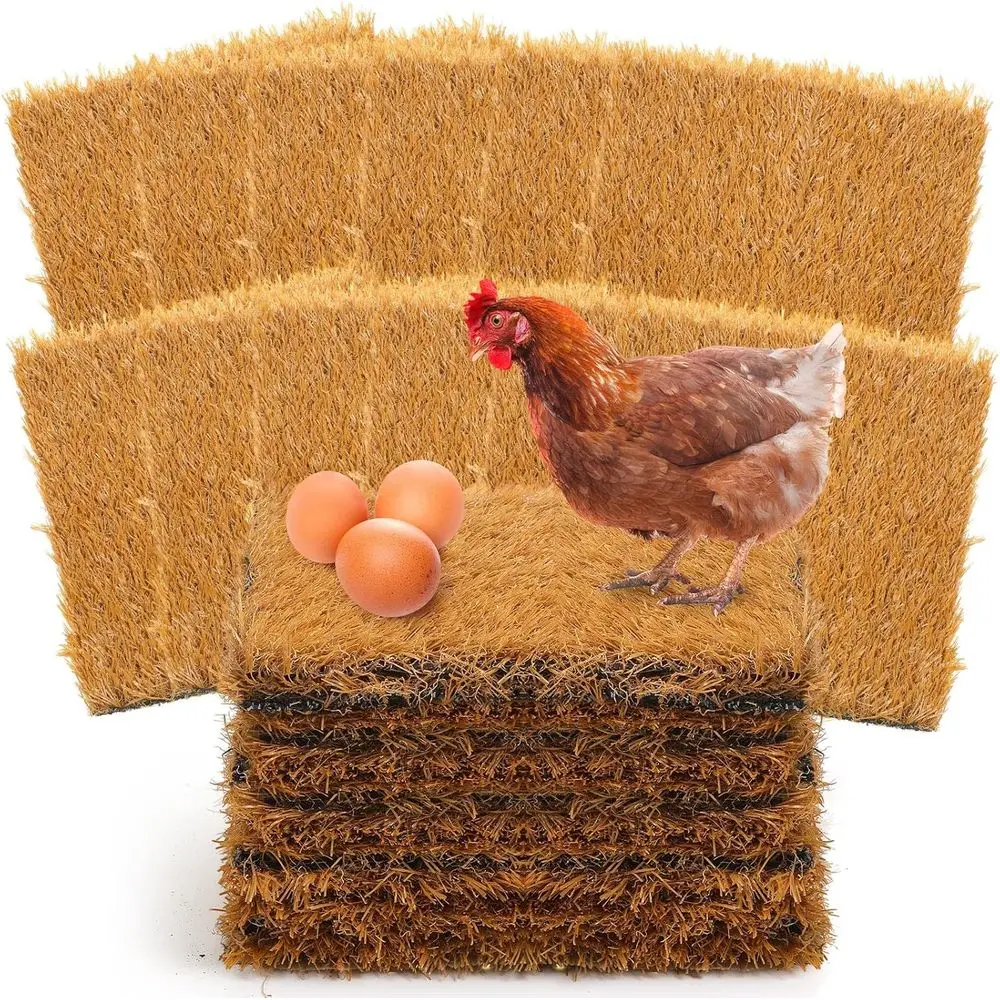 

Набор из 24 моющихся подстилок для кур, 13x13x1.18, многоразовый коврик из искусственной травы для гнездов в курятнике