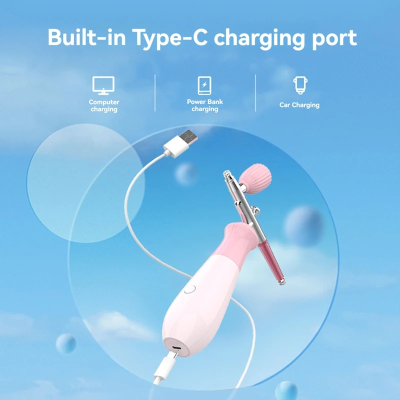 Rechargeable Cordless Airbrush Compressor Auto Handheld Portable Wireless Air Brush for Art Makeup Water Replenishing-ABLA