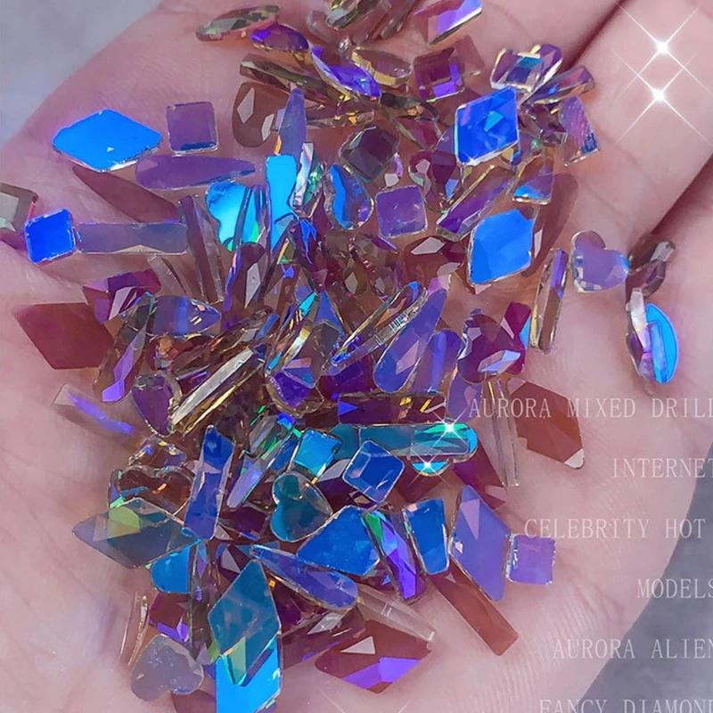 Mixed 100pcs 3D Art Rhinestones Flatback Glass Stones Decor for DIY Decoration Accessories Manicure Tips