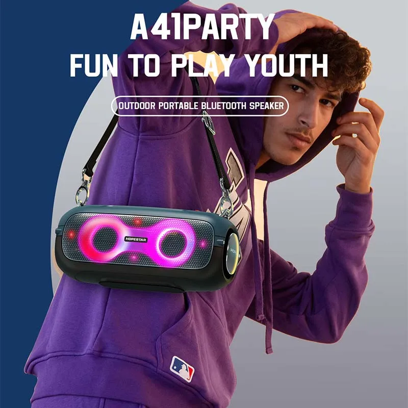 HOPESTAR-A41party Powerful Sound box Wireless Bluetooth Speakers Column Led Light mp3 player Boombox Subwoofer FM Radio receiver