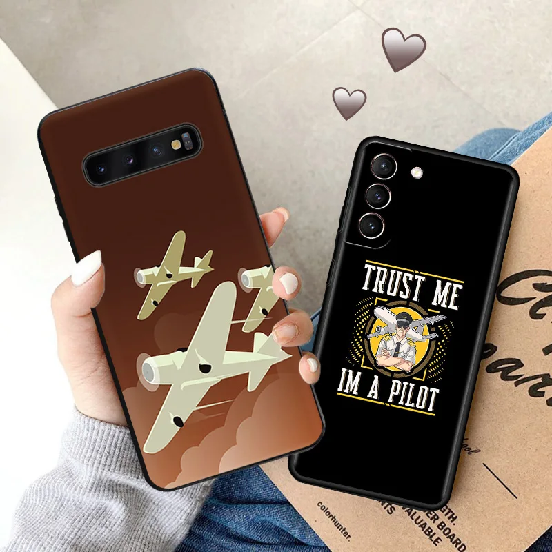 Airplane Aircraft Take Off Soft Phone Cases For Samsung Galaxy S23 S24 Plus S22 Ultra S21 S20 FE S10 Note 20 Lite Matte Cover