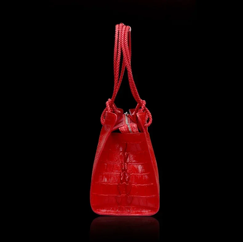 Luxury Genuine Leather Women\'s Bag Red Crocodile Pattern Ladies Handbags Tote Bag Fashion Travel Portable Shoulder Underarm Bags