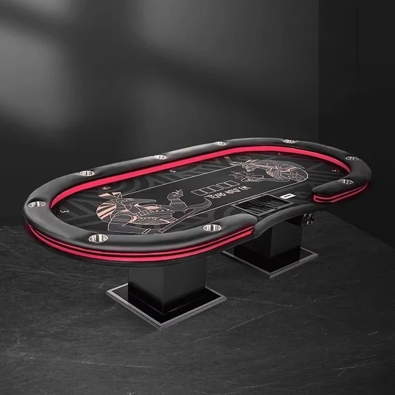 

High-end Texas Hold'em table front and rear LED lights Depu table club custom Texas table strong