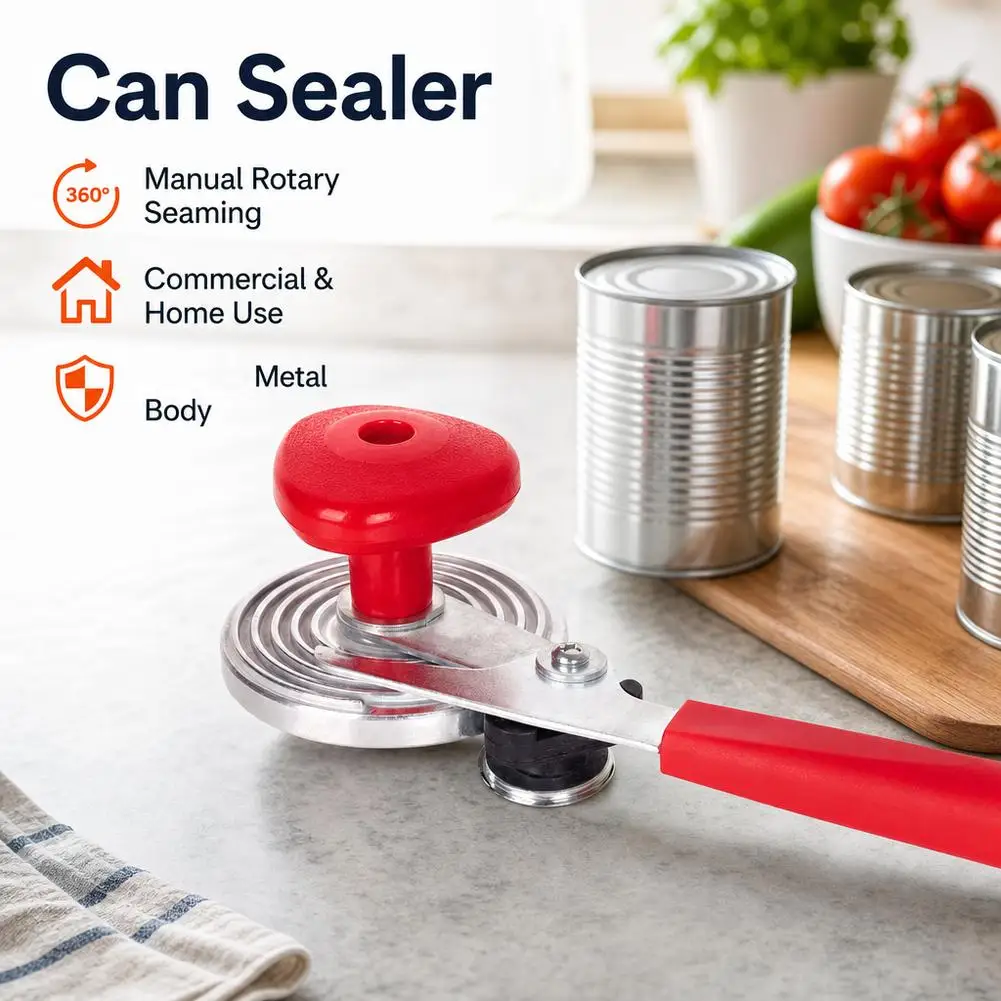 Manual Can Sealer Rotary Seaming Machine Crimping Device Heavy Duty Metal Tin Jar Capper Commercial Home Kitchen Canning Tools