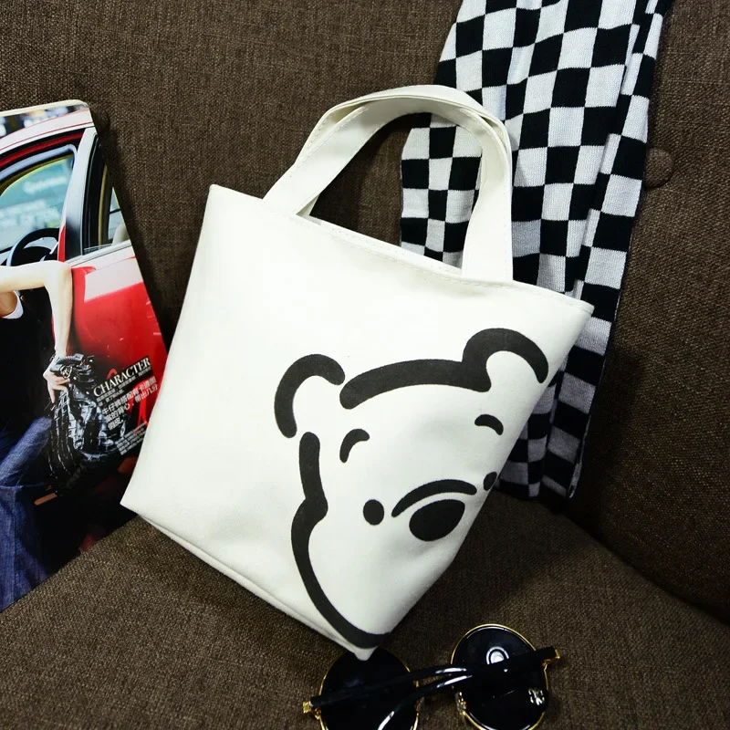 Nieuwe Disney Fashion Trend Handtassen Toevallige Kleine Tas Mickey Mouse Draagbare Canvas Tas Handboeien Zak Lunchbox Tas