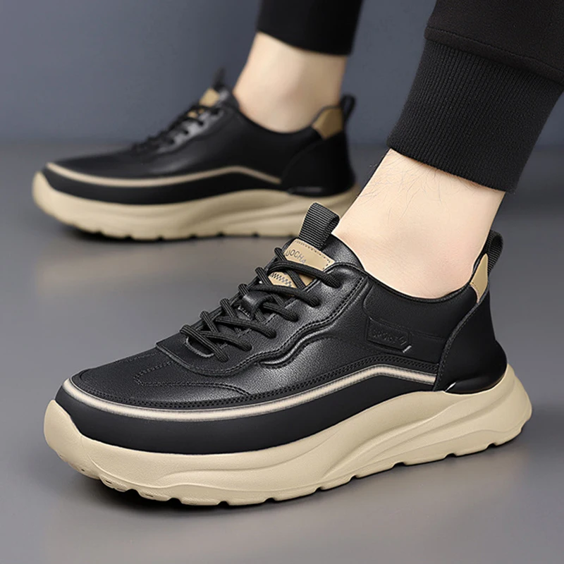 

High Quality Soft Soled Outdoor Shoes Men PU Leather Casual Shoes Versatile Business Walk Sneakers Fashion Driving Tennis Shoes