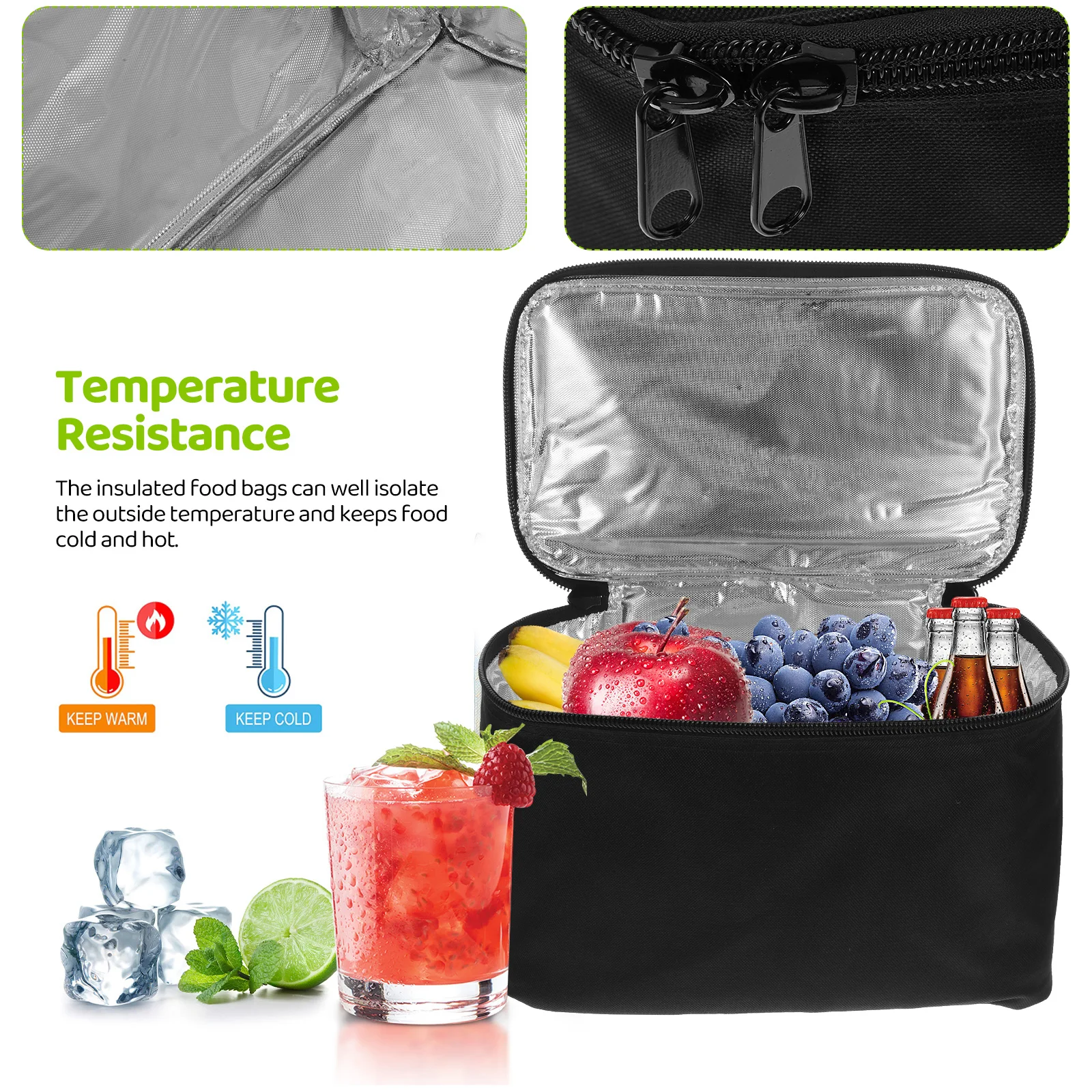 

Lunch Box 10L Black Thermal Insulated Storage Bag for Car Transport Food Preservation Reusable Grocery Bags Camping Thermal Food