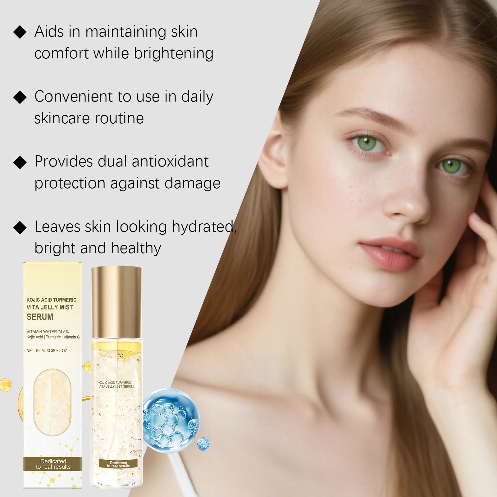 PDRN Collagen/Kojic Acid Turmeric Face Serum For Radiance Brightening Repairing Moisturizing Skin Care Facial Liquid Glass Skin