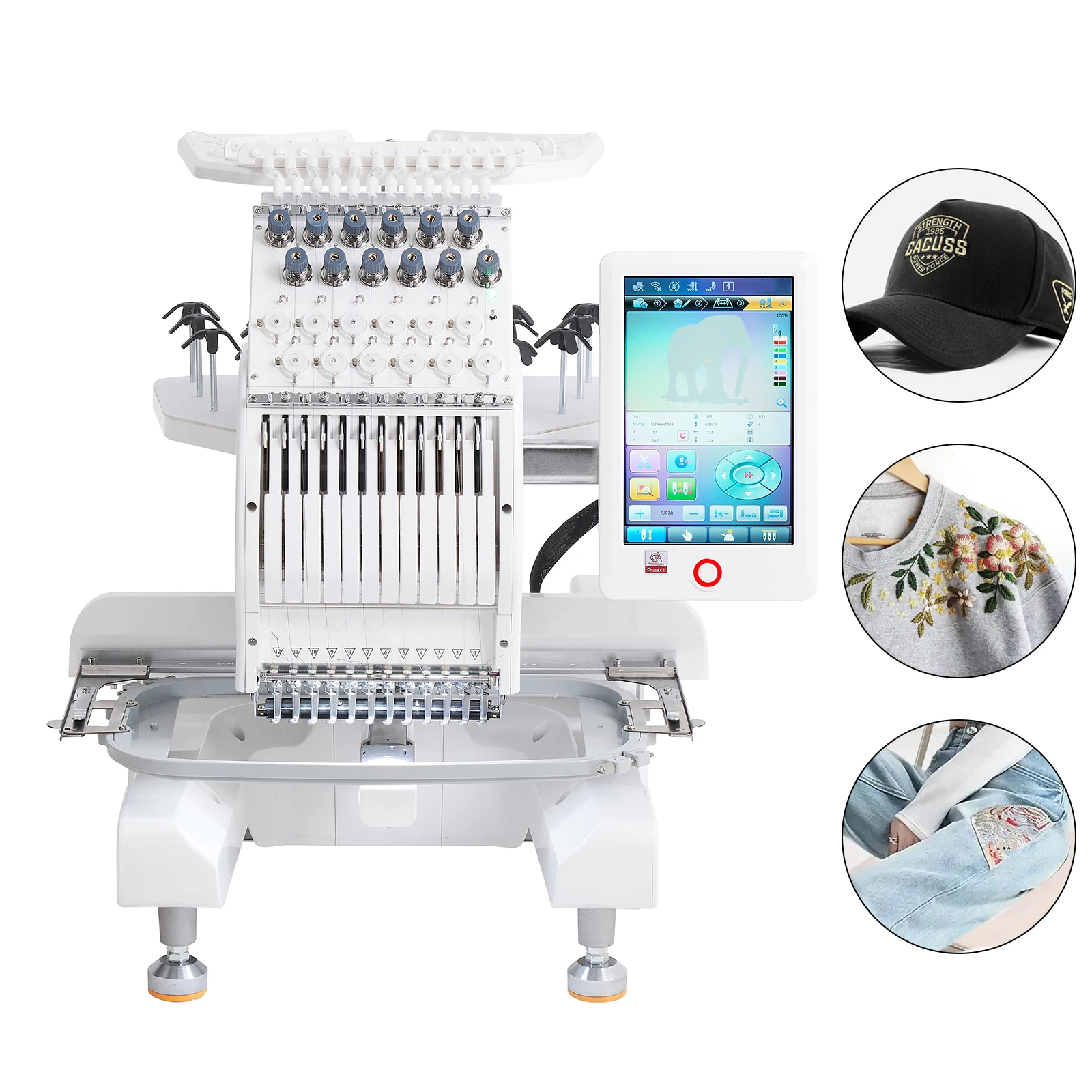 Automatic Single Head Sewing Embroidery Machine 12 Needles 1000 RPM Household Computerized with Retail Industries Application