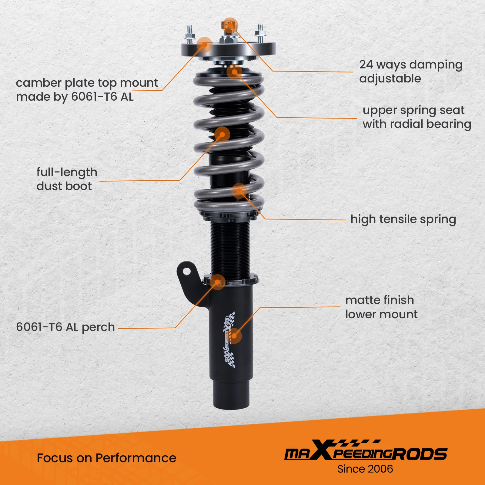 T7 24 Way Adjustable Damper Coilovers Kit For BMW E46 Sedan RWD 99-05 Coilovers Suspension Shocks Springs