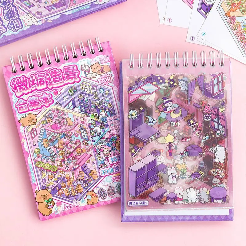 10Sences في 1 كتاب 2.5D المشهد ملصق الكرتون المقصورة المشهد ملصق يدوي الصنع التراص لصق مهرجان هدية عيد ميلاد للطفل الطفل