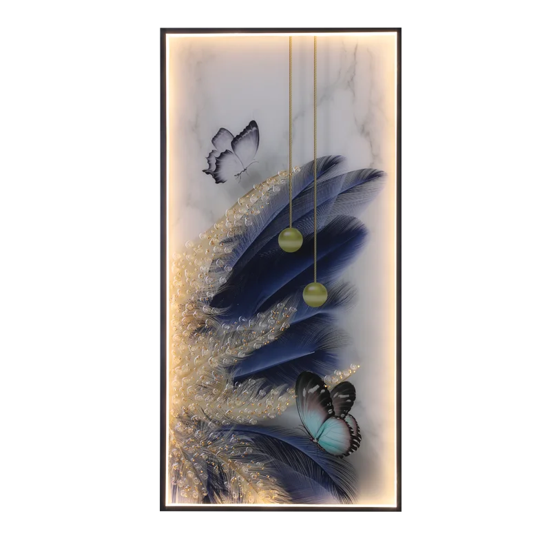 BERTH Modern Wall Lamps Feather Figure LED Sconces Rectangle Mural Light Creative Home For Aisle