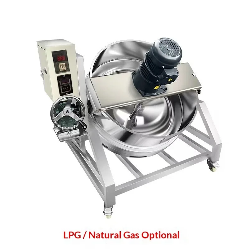 Commercial Stir-Fry Machine Equipment Automatic Sauce Stirrer Gas-Operated Jacketed Pot Model 40-650 1 Year Warranty
