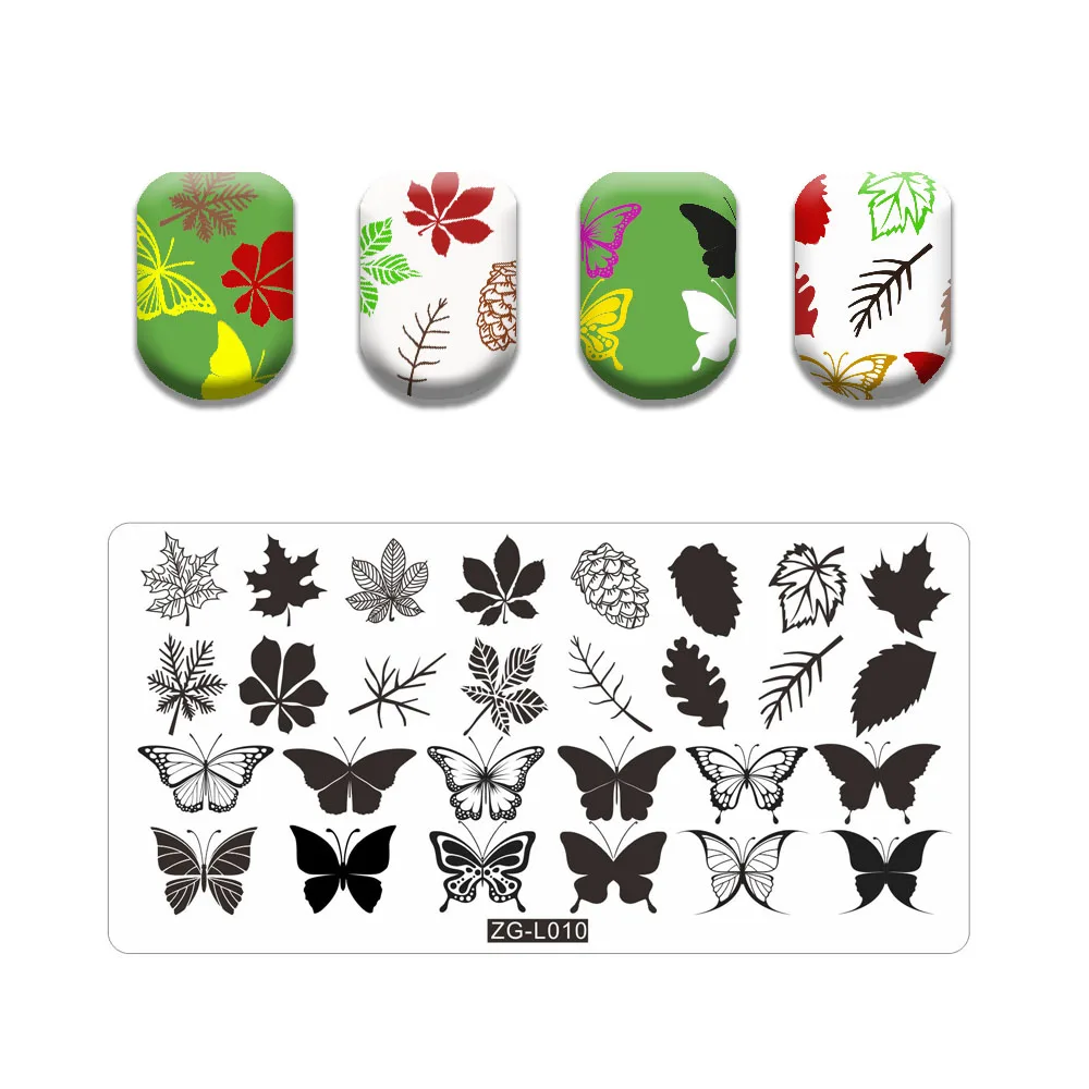 Alphabet Logo Stamping Plates Lace Flower Animal Image Stamps Templates Cat Leaf Manicure Printing Stencil Tools Line Skull