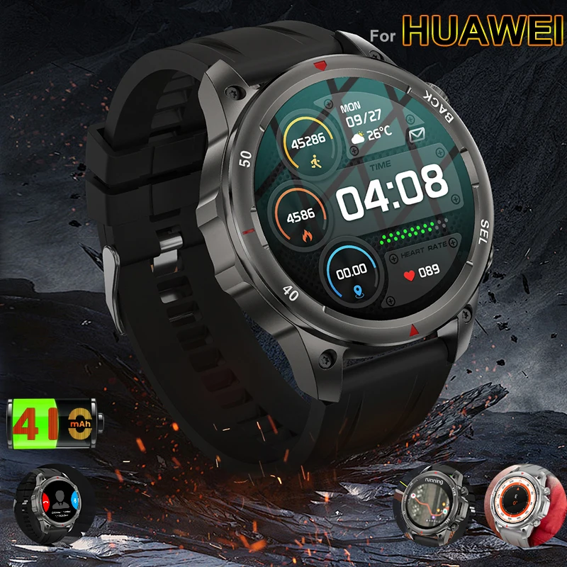 

Новинка 2024 года для Huawei, спортивные умные часы для мужчин с фонариком, NFC, GPS, трек, компас, водонепроницаемые, Bluetooth, умные часы с вызовом