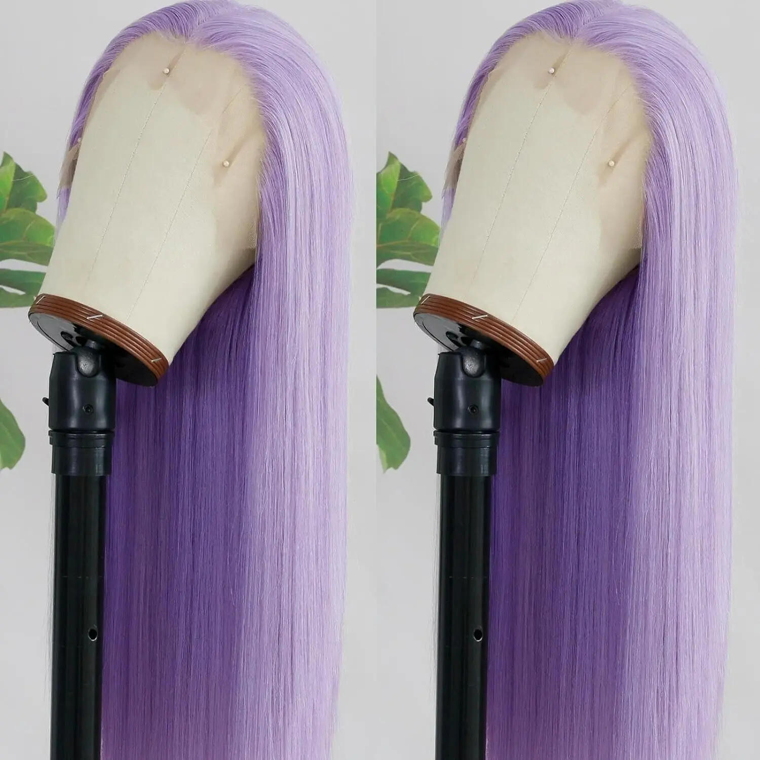 Glueless Light Purple Synthetic Frontal Lace Wigs Pre Plucked Natural Hairline