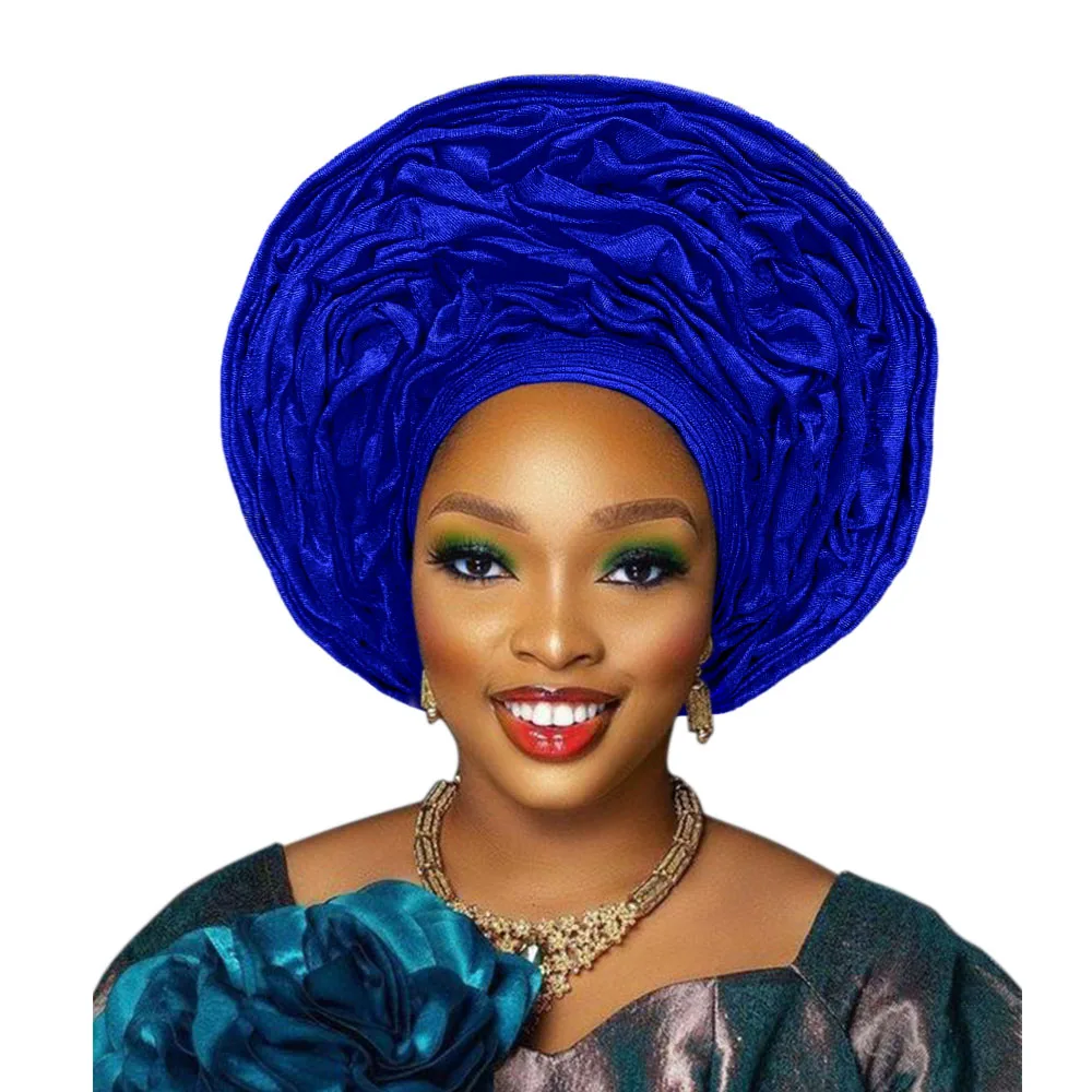 Nigerian Aso Oke Headtie Auto Gele Headwrap African Fashion Wedding headdress for women