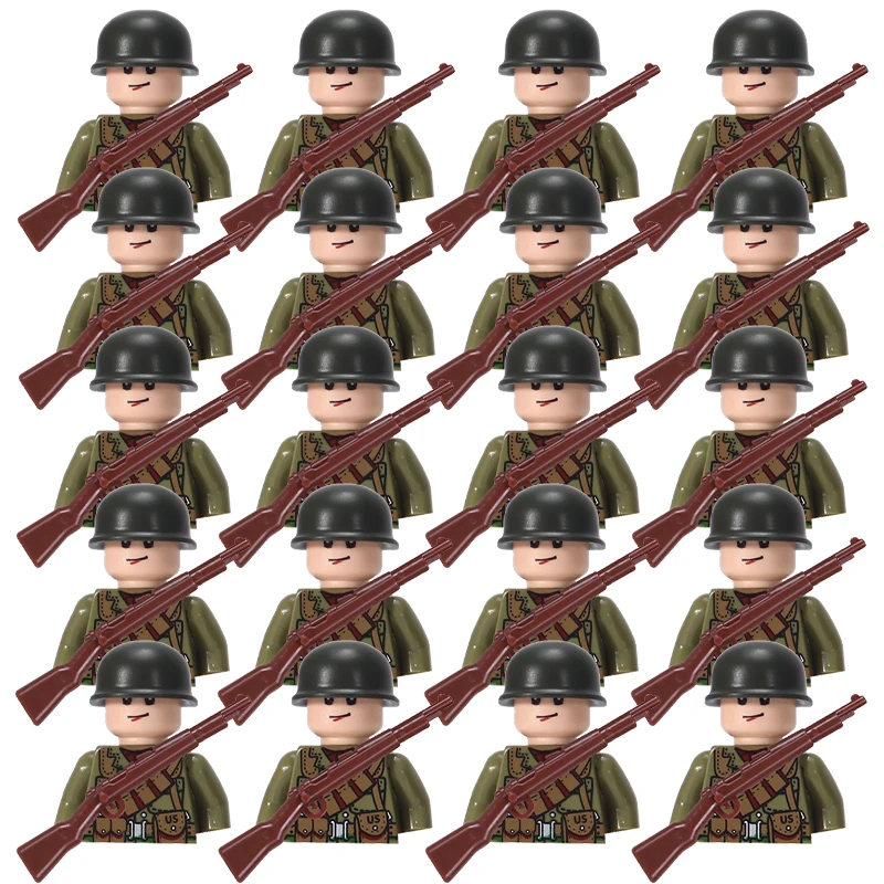 Figurines de Soldat Militaire WW2 pour Enfant, décennie s de Construction, Jouets, Armée Britannique, Allemande, Américaine, Britannique, Alberoise, Soviétique, Française, Cadeau pour Garçon et Fille, 20 Pièces