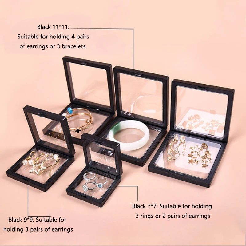 10Pcs Transparent Floating Display Box Plastic Film Jewelry Packaging Box Jewelry Necklace Ring and Collectible Storage Box