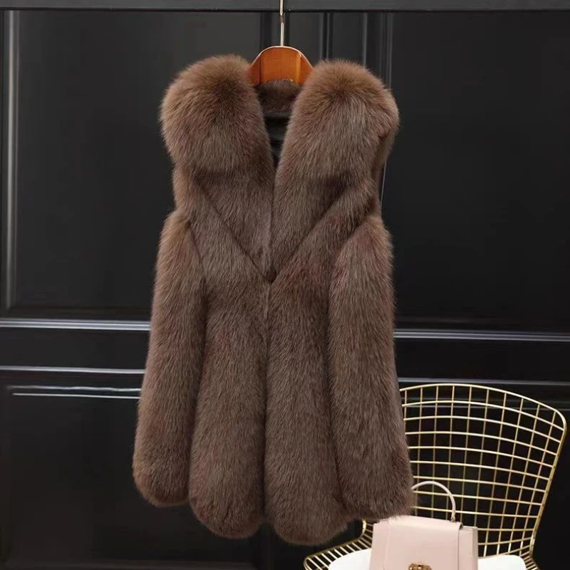 2025 ผู้หญิงฤดูใบไม้ร่วงฤดูหนาวใหม่เลียนแบบ Fox FUR เสื้อกั๊กหญิงกลางความยาวเสื้อกั๊กผู้หญิง Grace แฟชั่นหนุ่มเสื้อ