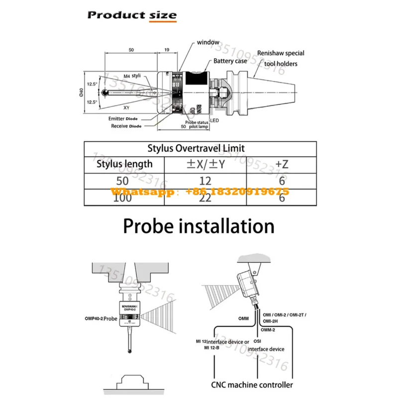 Sonda per macchina utensile CNC originale Renishaw Ricevitore OMP60-2 Misurazione online Centralizzazione automatica e ricerca bordi Alta precisione