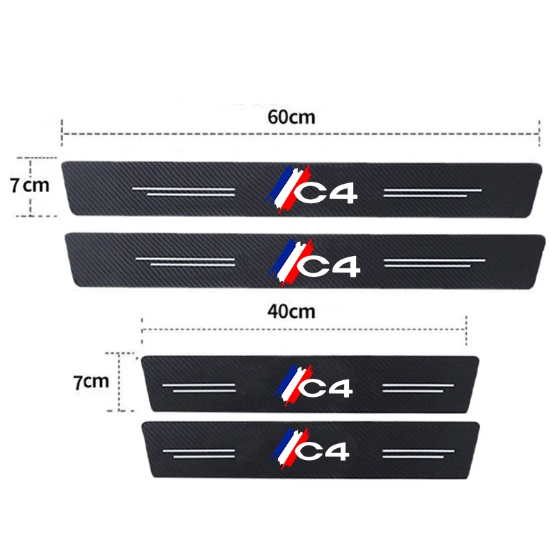 for Citroen C4 Badge Carbon Fiber Car Door Threshold Sill Scuff Plate Decals Protector Stickers Pedal Guards Tuning Accessories - Image 2