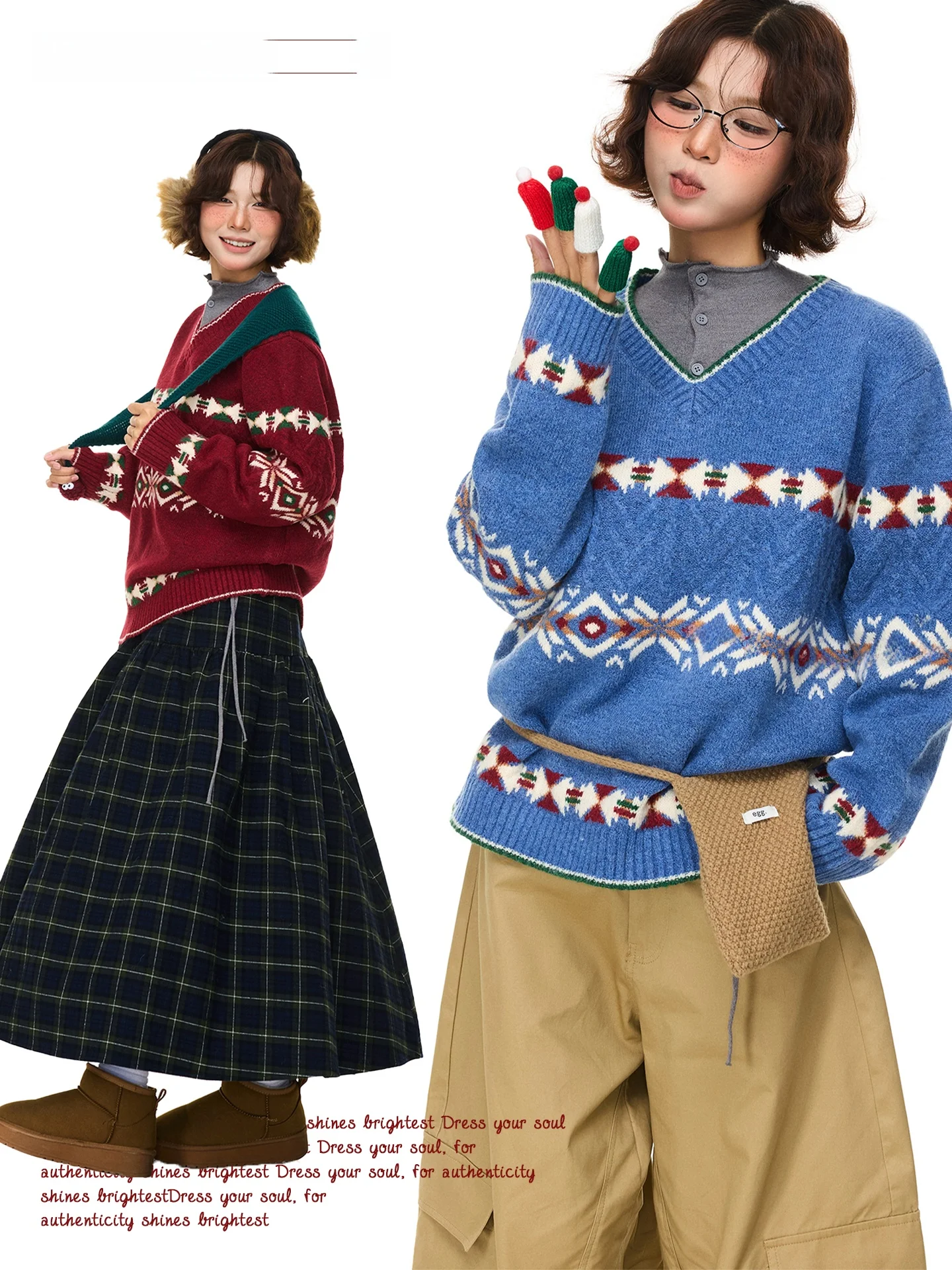 

Thiened винтажный вязаный свитер с тотемным узором тай-дай, женский зимний теплый свободный крой, универсальный длинный топ V-Ne