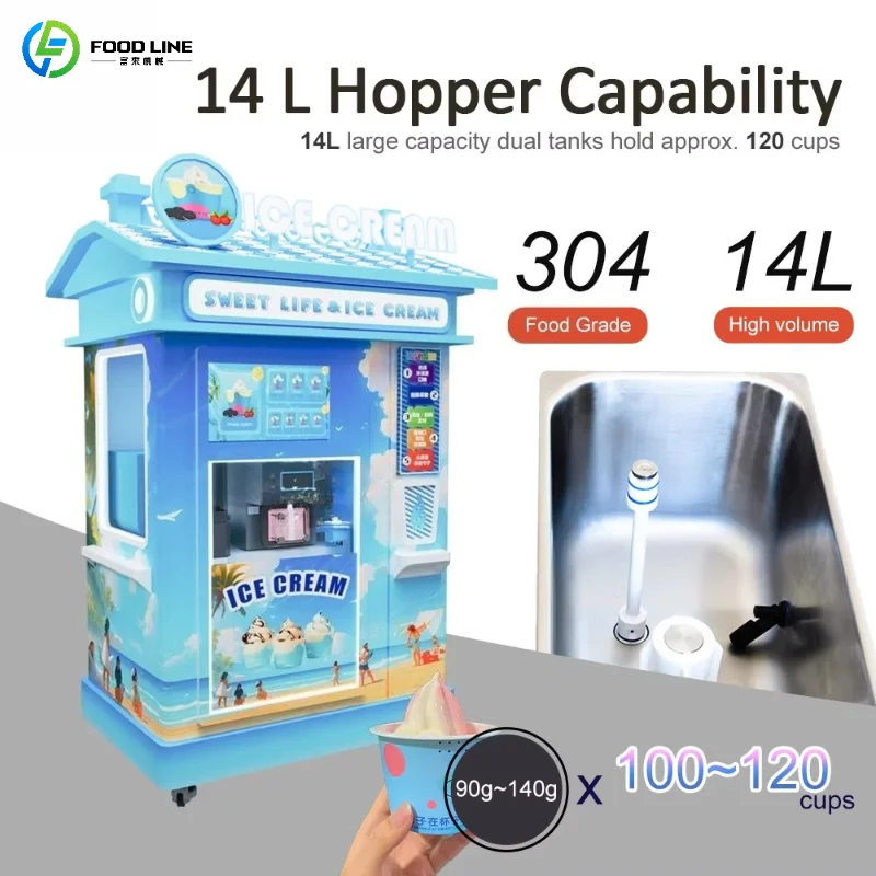 Customized Commercial Ice Cream Vending Machine Cartoon Design Multi-Flavor Touch Screen Soft Serve Device
