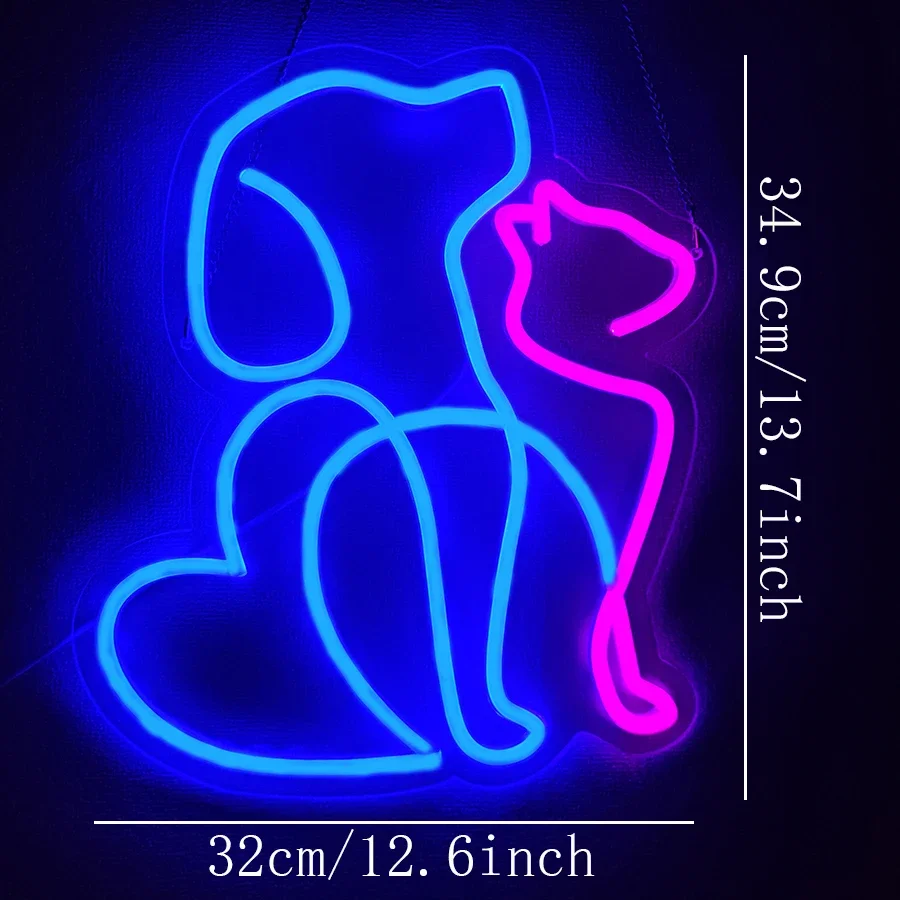 Lovely Cats And Dogs Led Neon Wall Decoration, Animal Signs, Usb Power Supply, Suitable For Pet Shops Who Love Cats And Dogs.