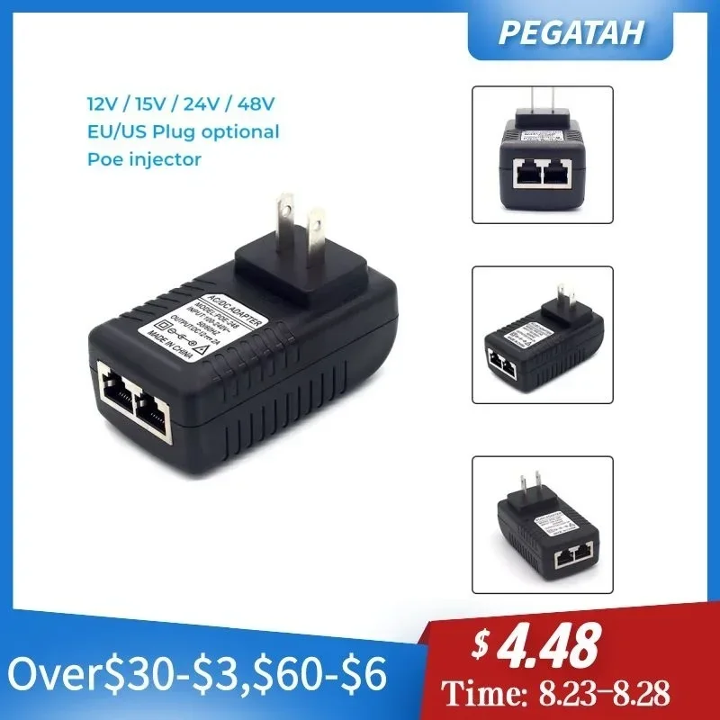 Gorąca wtryskiwacz POE 48V 0,5A 24W dla kamery IP CCTV zasilacz PoE monitoringu Adapter sieci Ethernet telefon US EU UK wtyczka