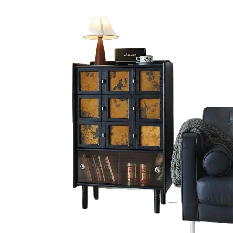 Nordic fragrant cloud yarn bucket cabinet new Chinese retro solid wood dining side cabinet living room locker medieval locker