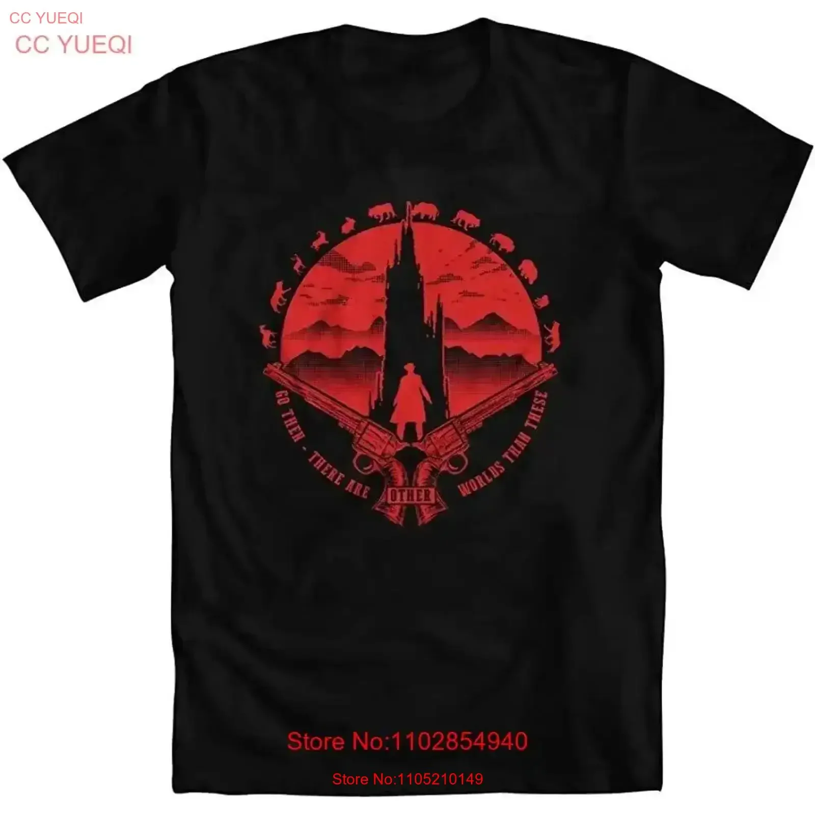 Go Then There Are Other Worlds Than These Guns Revolvers T Shirt vintage Washed Top For Everyday Wear Stretched Casual Slightly