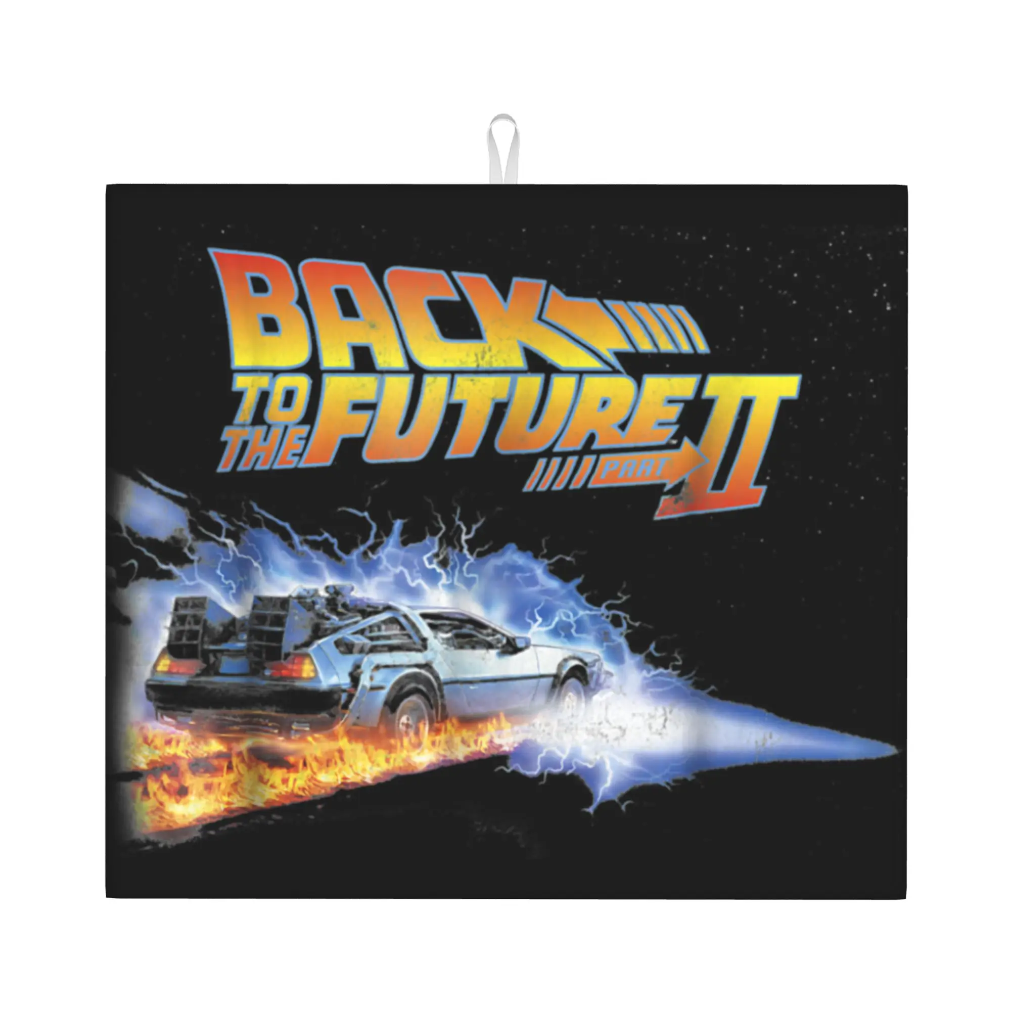 Movies Race Cars Back To The Future Drying Mat For Kitchen Waterproof Non‑Slip Oil Proof Reusable Countertop Protector Mat