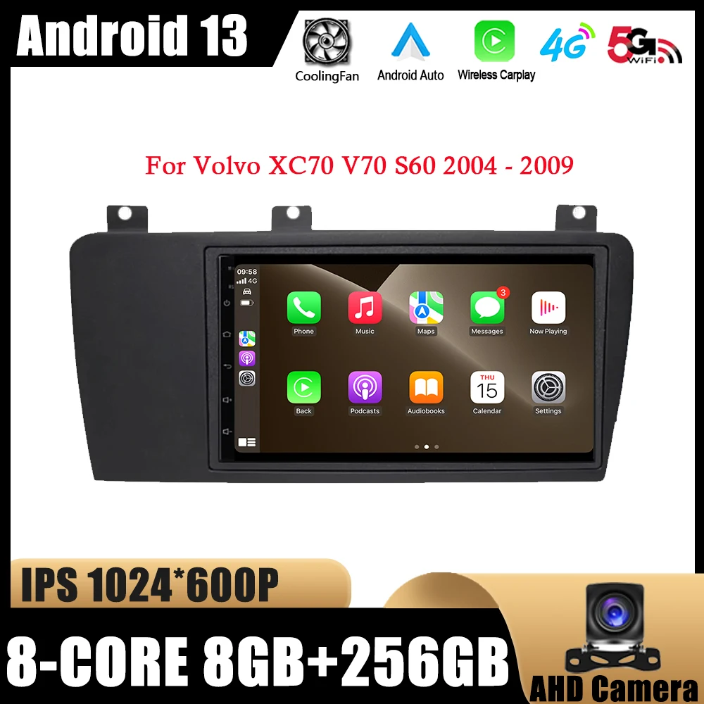 

7-дюймовый Android 13 для Volvo XC70 V70 S60 2005 - 2009 автомобильный радиоприемник, мультимедийный плеер, навигация GPS, беспроводной Carplay 4G WIFI