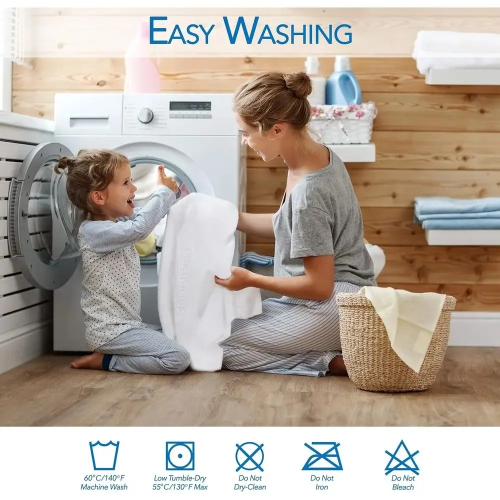King Size Waterproof & Ultra Soft Breathable Noiseless Washable Mattress Cover for Comfort & Protection - White