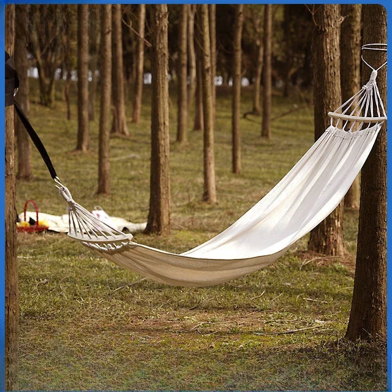 Anti Roll Double Heavy Canvas Hammock Swing Bed Adult Sleeping Chair for Camping Beach Indoor Outdoor Portable Durable Design