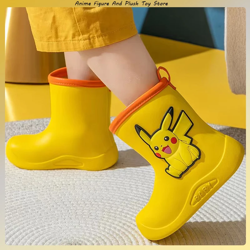 Pokemon Pikachu Stivali di gomma rosa per bambini Scarpe impermeabili Stivali da pioggia per bambini Stivali da pioggia per bambini per ragazze Stivali da pioggia per bambini per bambini Ragazzo